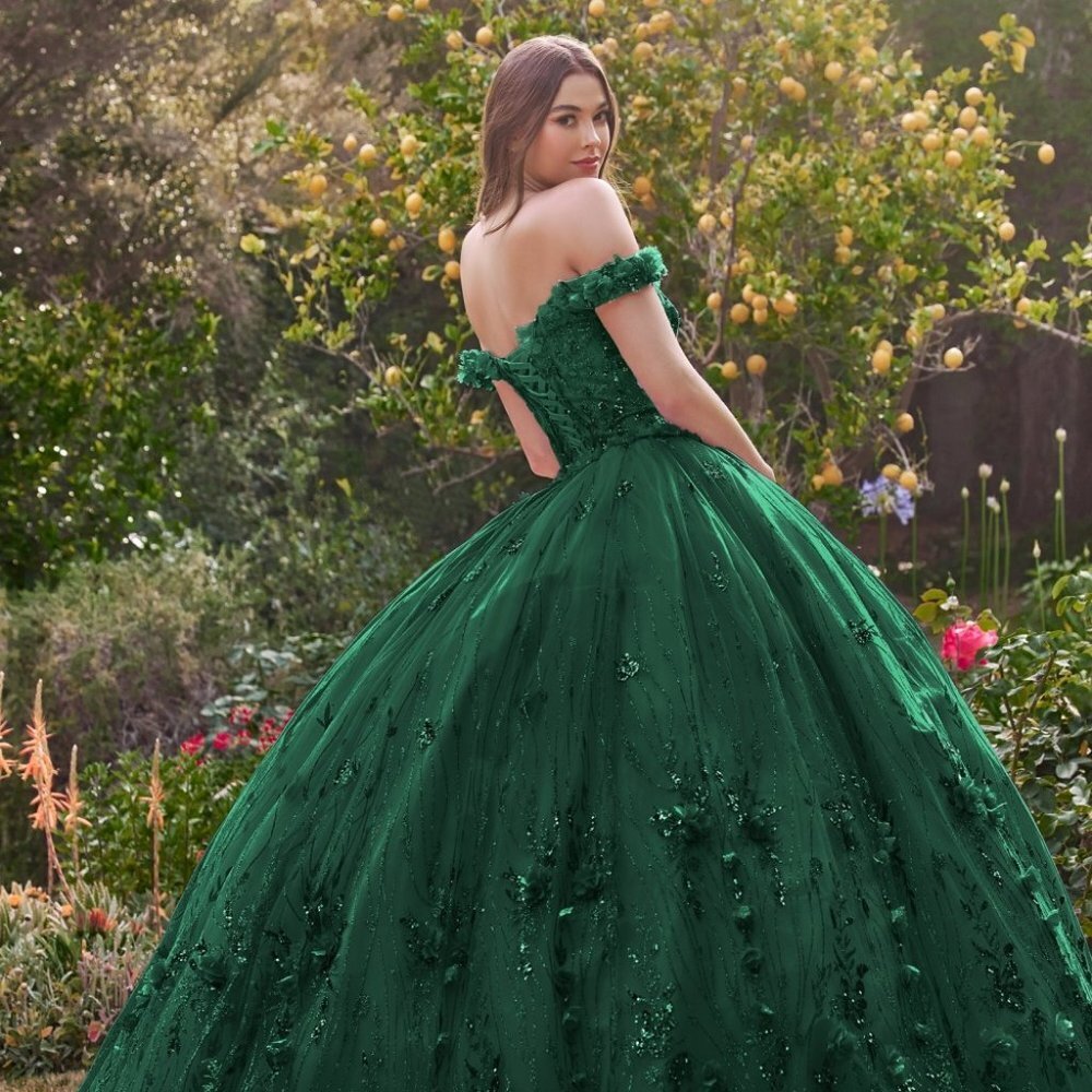 NEW FLORAL LONG OFF SHOULDER SLEEVELESS EMBROIDERED SEQUIN BALL GOWN CD 15704
